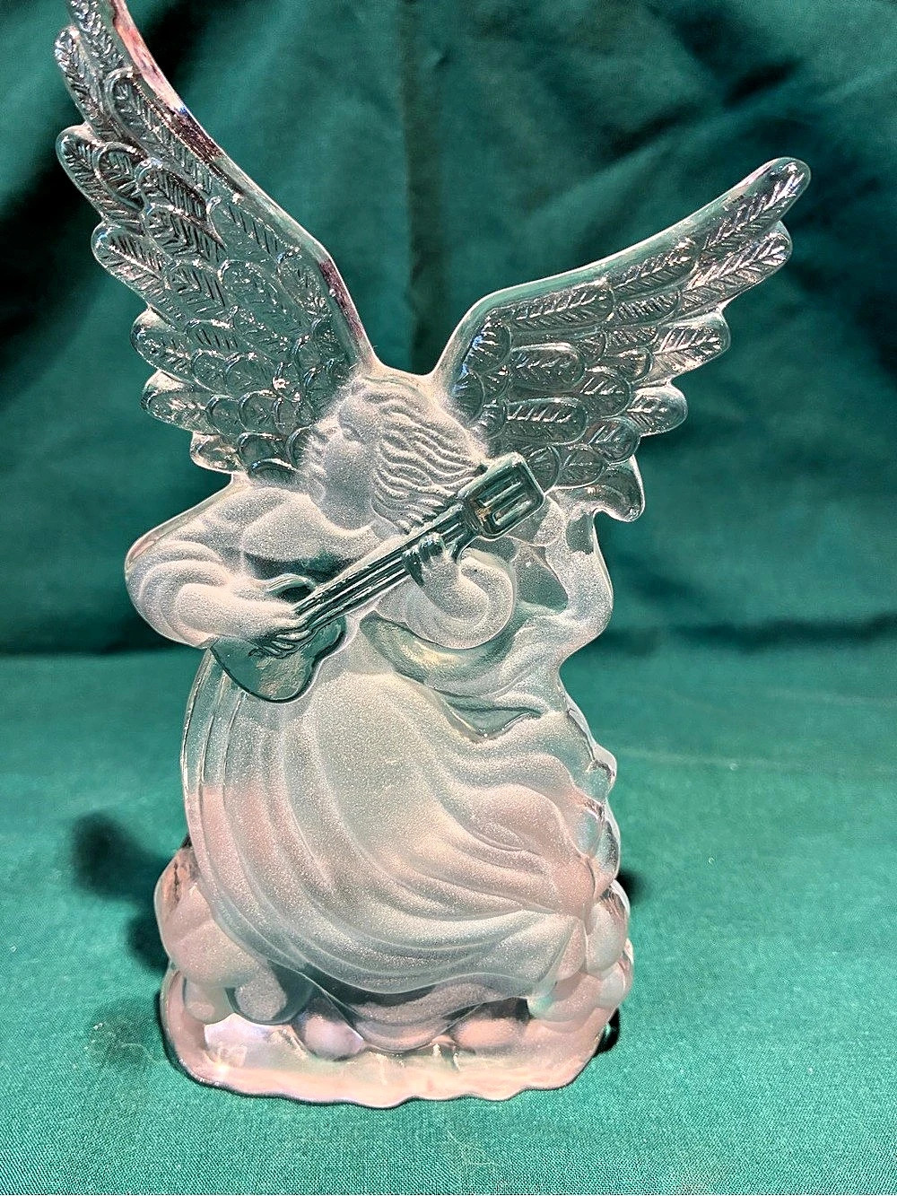 Vintage frosted and clear glass angel candle holder
